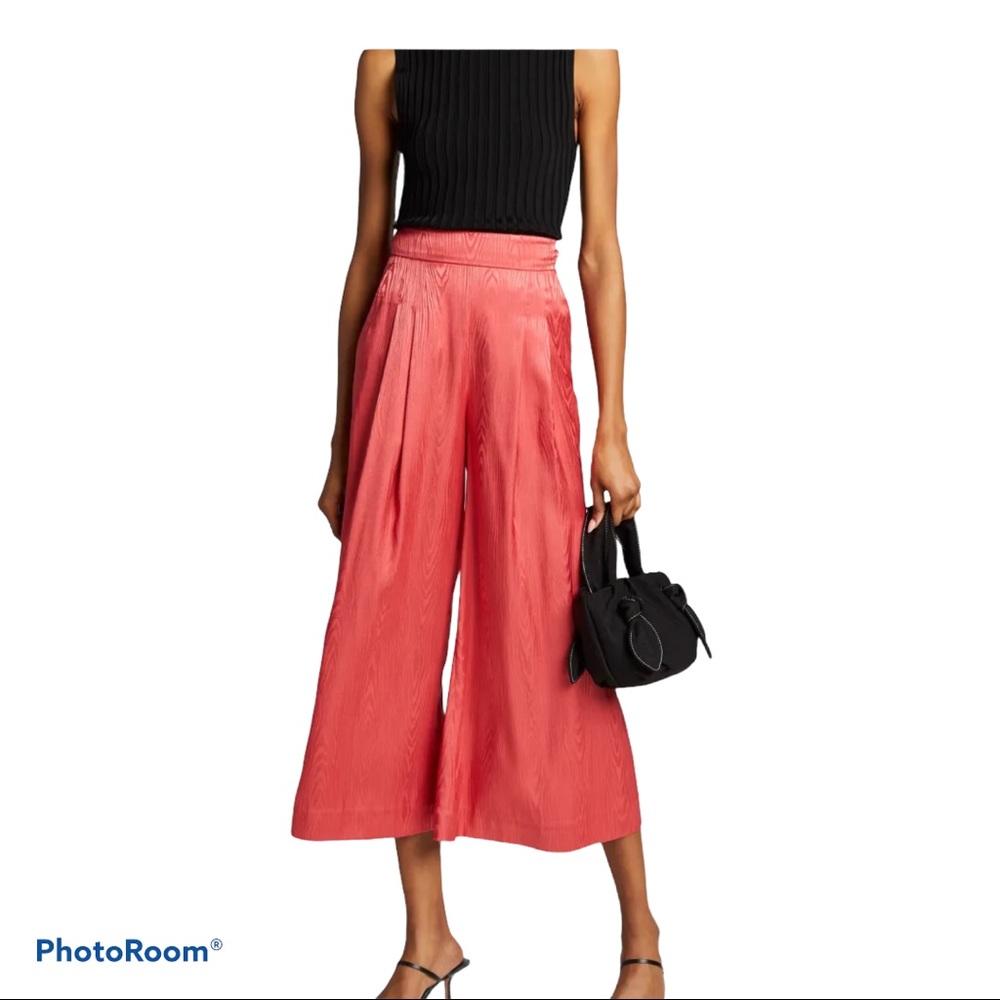 Veronica Beard Leonor Wide Leg Cropped Pant In Melon Womens Size 6